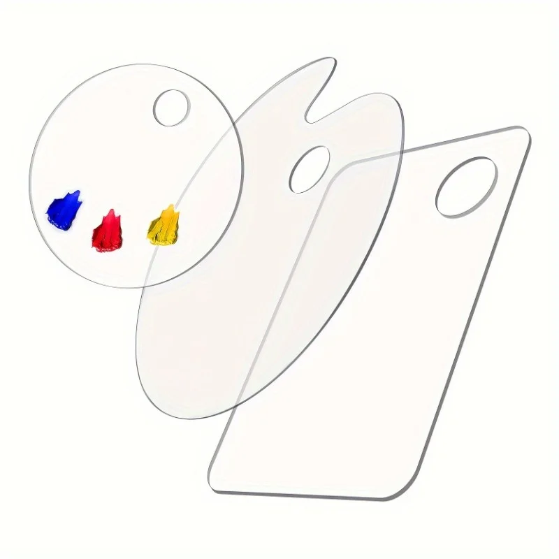 1pc 아크릴 핑거홀 보드, 투명 원형, 청소가 용이함, 붙지 않는 오일 수채화 공예 DIY 아트 드로잉 보드