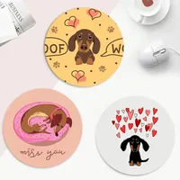 Dachshund Dog Animation Round Desktop Desk Mat Kawaii Gaming Accessories Students Writing Pad Mouse Pad Padmouse Desk Play Mats 1