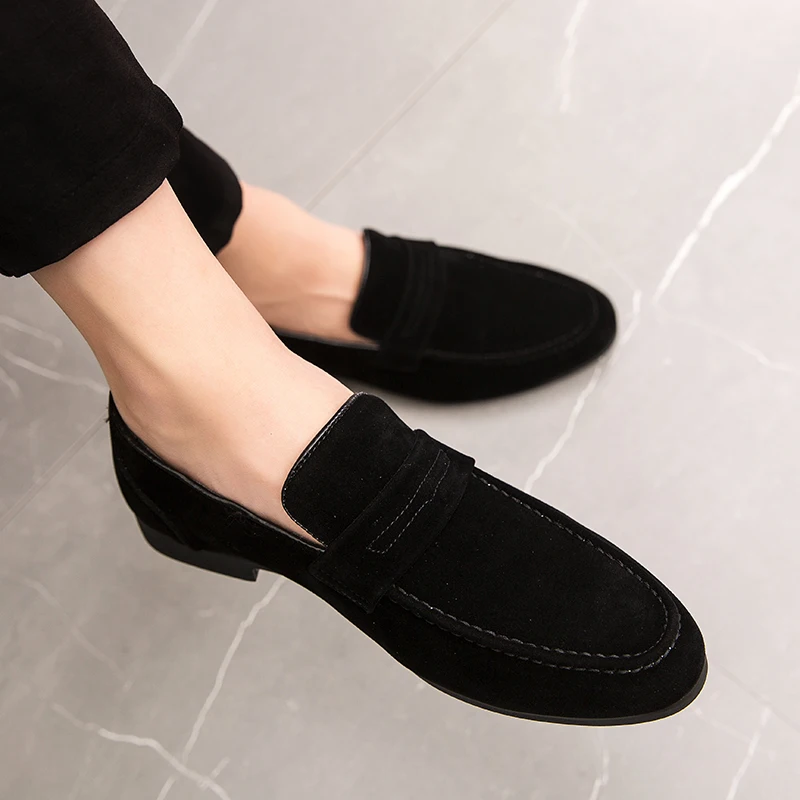 Spring Casual Suede Men Shoes New Fashion Slip on Loafers Male Leather Comfortable Flat Shoes Moccasins Classic Driving Shoes 2