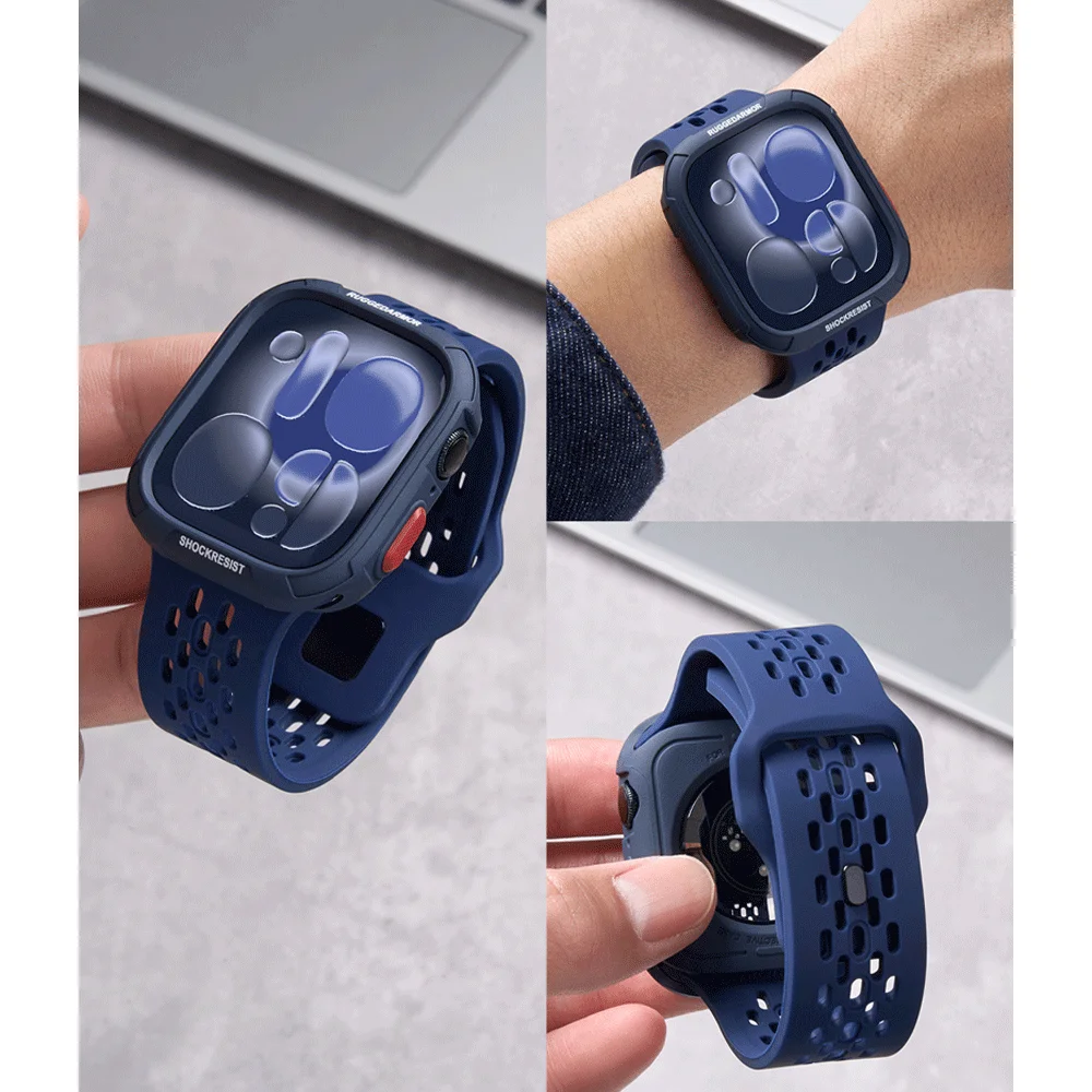 Durable TPU Case with Silicone Bands for Apple Watch - Protective Cover Set