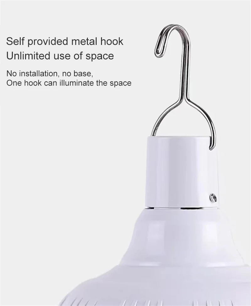 Description Picture 3 of item1/2/3pcs Camping Light USB Rechargeable LED Emergency Lamp Outdoor Portable Lanterns with Hook for BBQ Tents Battery Bulb