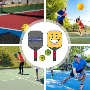 Pickle Ball Paddle 2pcs Portable Pickelball Set High Elastic Design Lightweight Fiberglass Surface Sports Ball Rackets With Anti 5