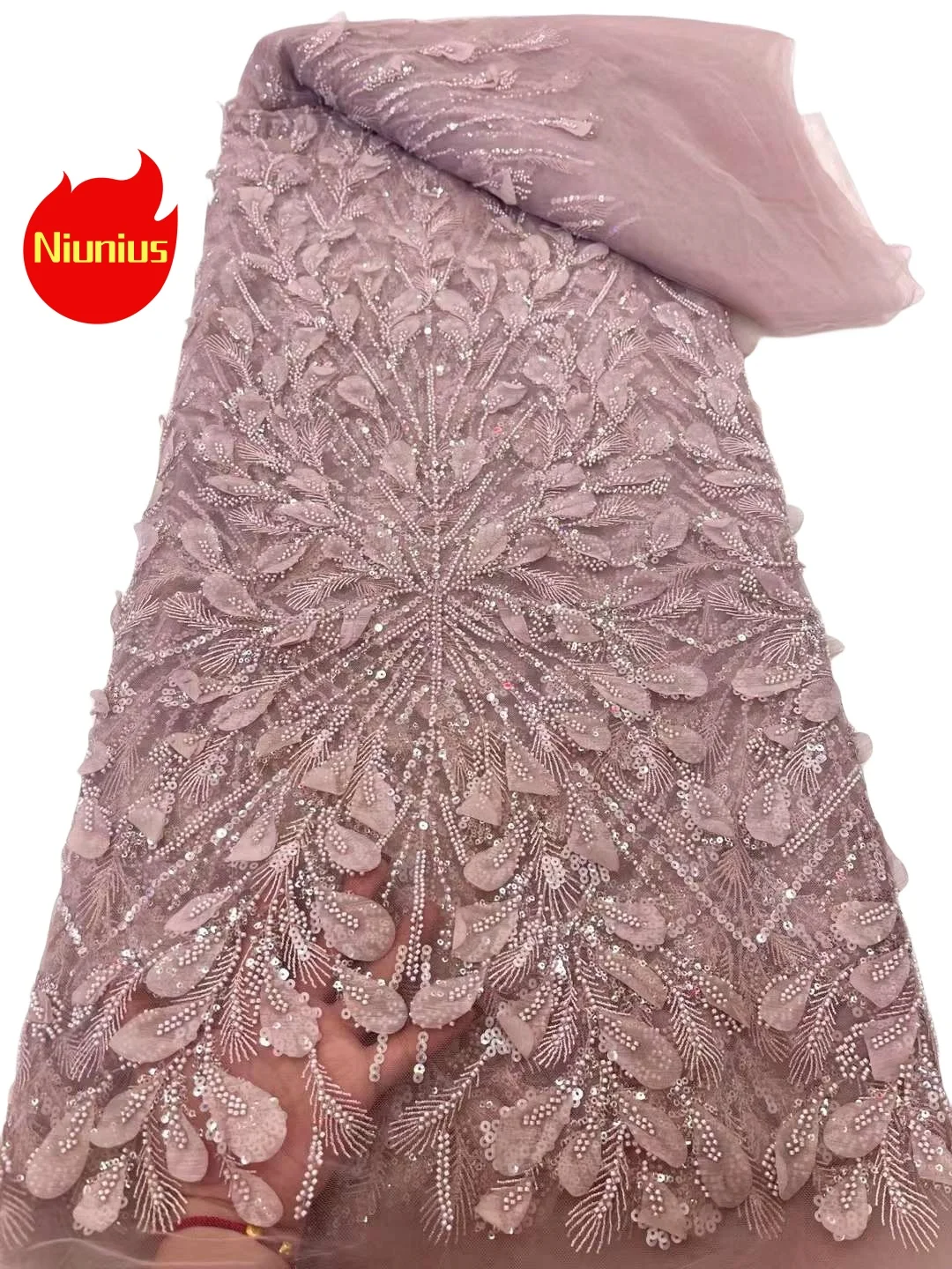 

2024 Latest Best Quality Elegant Delicate Soft Tulle lace With Lots Nice Stones Fabric For Wedding Evening Dress NN3698_R