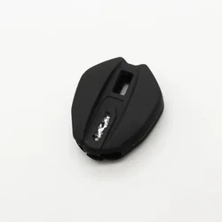 Premium Leather Motorcycle Key Case with Keychain and Holder (Black)