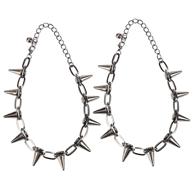 

2X Metal Spikes Studs Rivets Punk Goth Necklace Choker Collar