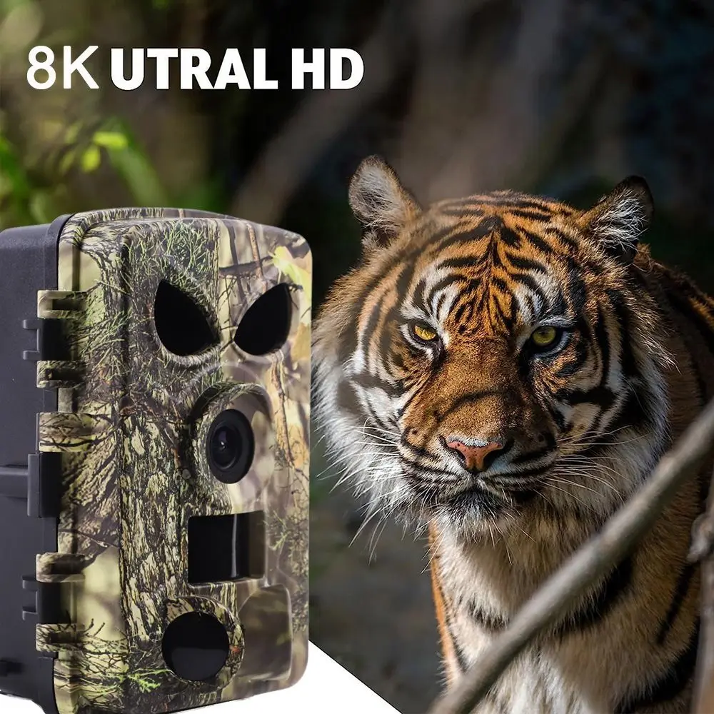 8K PR8000 와이파이 카메라 노 글로우 나이트 비전 120 ° 광각 비디오 녹화 카메라 2.0인치 LCD 화면 위장 카메라