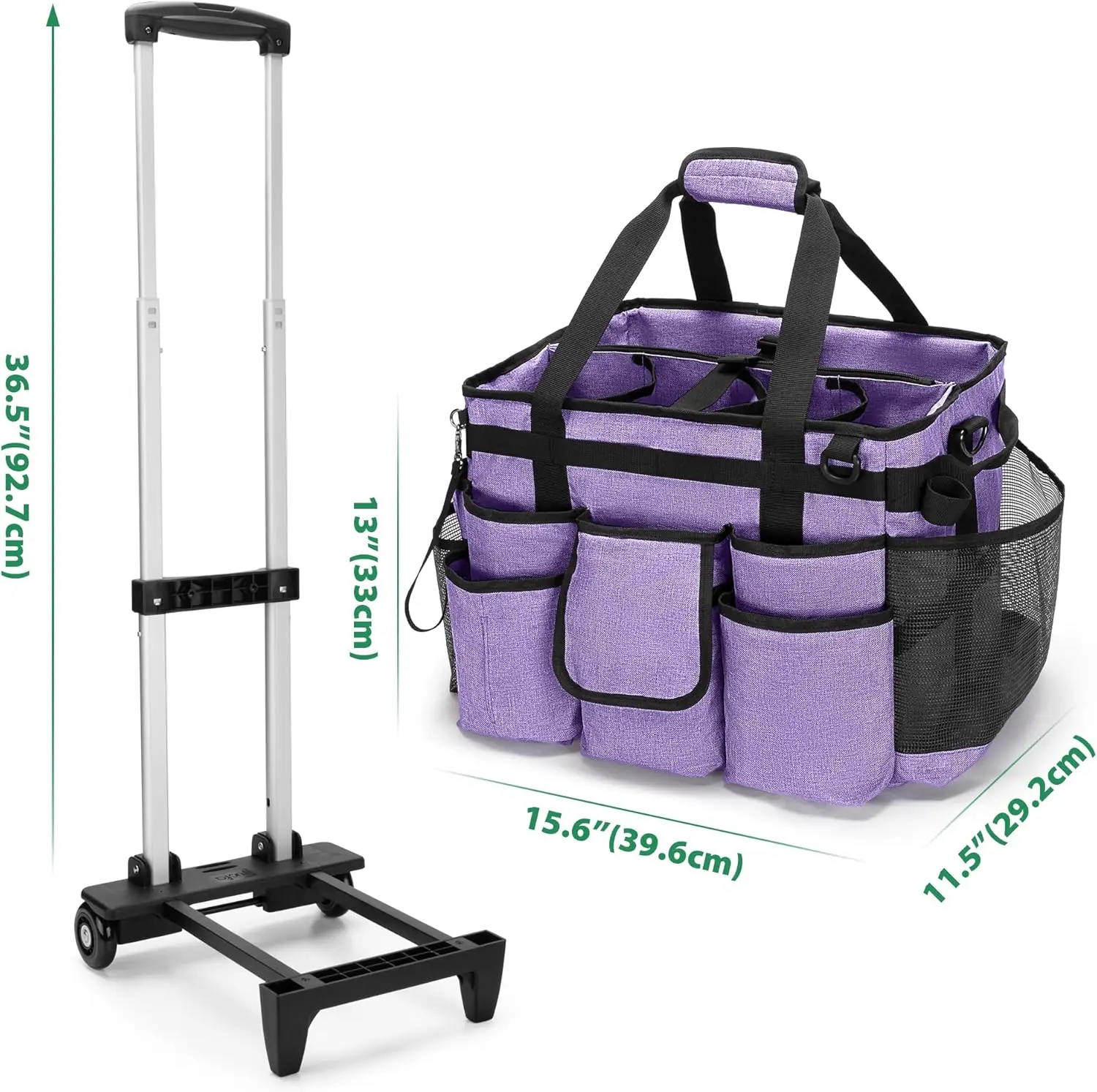 Rolling Cleaning Bag with Detachable Trolley, Portable Cleaning Cart on Wheels for Supplies,Professional Caddy