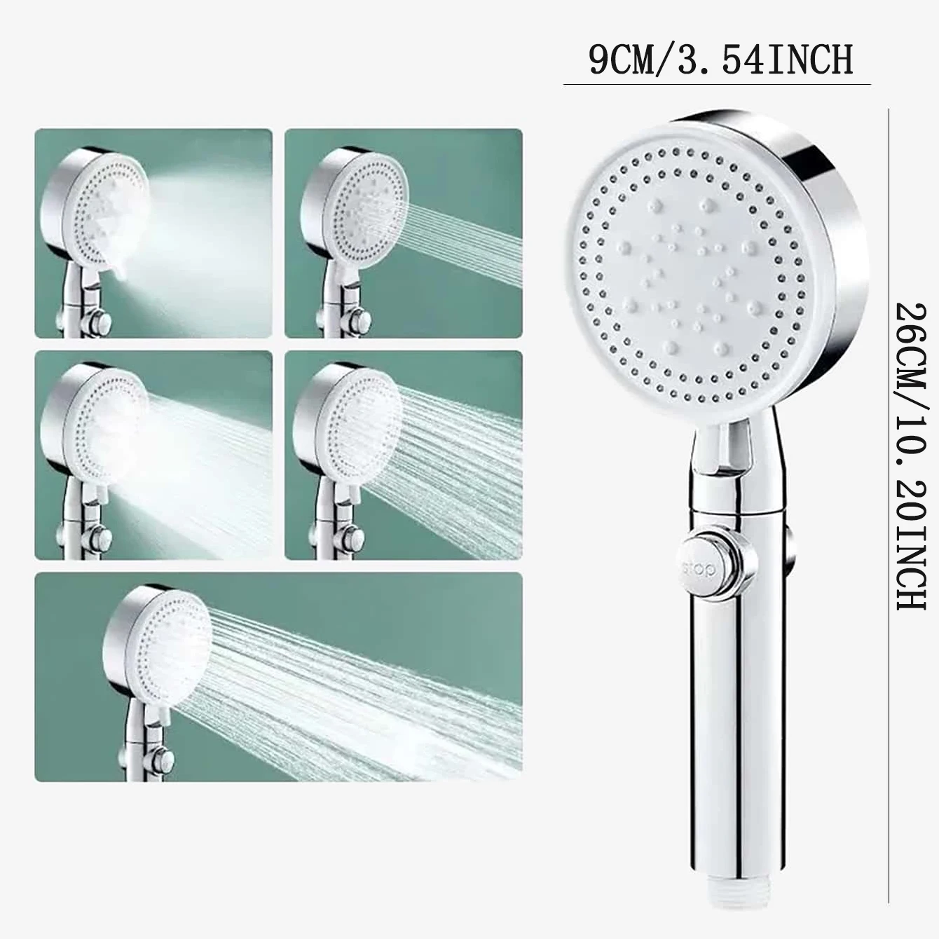Shower Head Water Saving 5 Mode Adjustable High Pressure Shower One-key Stop Water Massage Eco Shower Bathroom Accessories