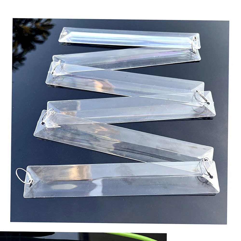 Description Picture 3 of itemCamal 10PCS 150mm Acrylic Long Rectangle Hanging Chandelier Prisms Pendant 2 Holes Lighting Part Lamp Wedding Decor w/15mm Rings