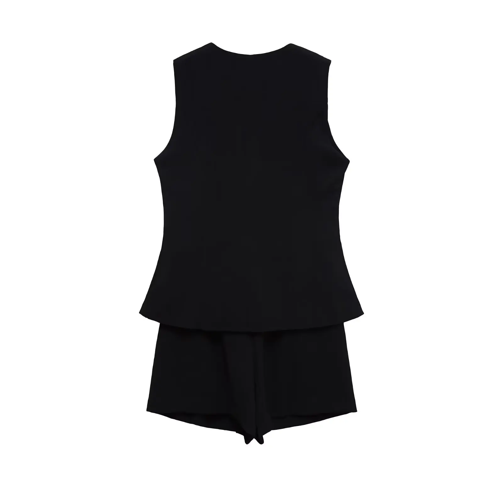 Women Casual Mini Dress Slim Spring Summer New O-Neck Sleeveless Top Above Knee Skirt Sets Female Vintage Fake Two Pieces Dress