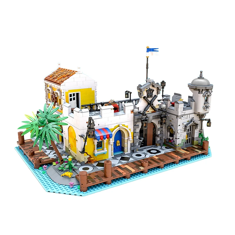 Pirate Island Lagoon Lockup Revised Port Town Building Blocks Kit Barracuda Bay 21322 Seaside House Brick Model Giocattolo Per Bambini Fai Da Te