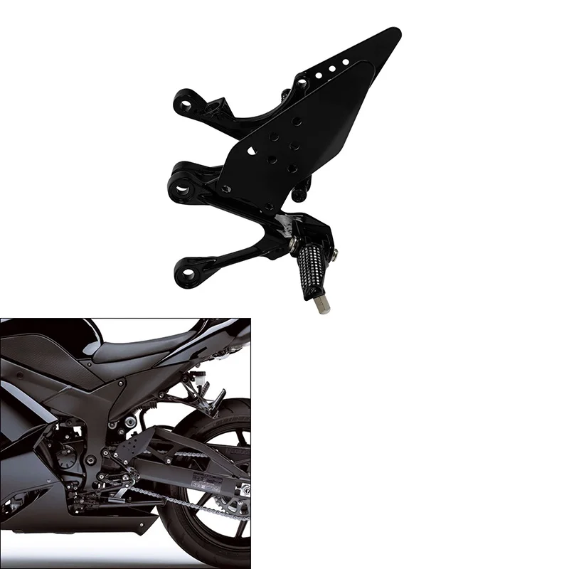 

Motorcycle Black/Matte Black/Silver Front Footrest Foot Pegs Brackets For KAWASAKI ZX6R 2005-2008 ZX636 2005-2006