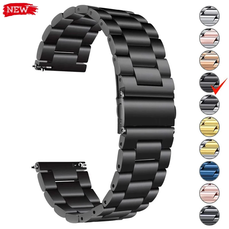 Enhanced Stainless Steel Metal Watch Band - 22mm/20mm Adjustable Strap