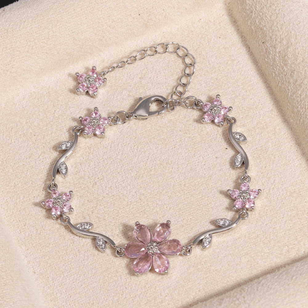 Elegant Floral CZ Bracelet with Bow Accent - Luxury Designer Jewelry Gift