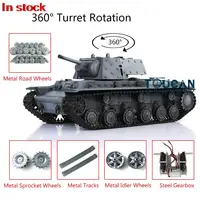 2.4G HENG LONG 1/16 Gray 7.0 Soviet KV-1 RC Tank 3878 Full Metal Tracks Wheels RTR Radio Models Speaker Machine Gun Toys TH17483 1