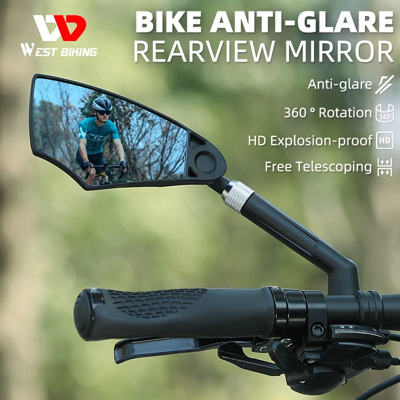 WEST BIKING AntiGlare Bicycle Mirror Handlebar Rear View Wide Range