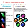 LED Digital Temperature Display Shower Head Temperature Control Colorful Fan Spray Nozzle High Pressure Rainfall Bathroom Shower 6