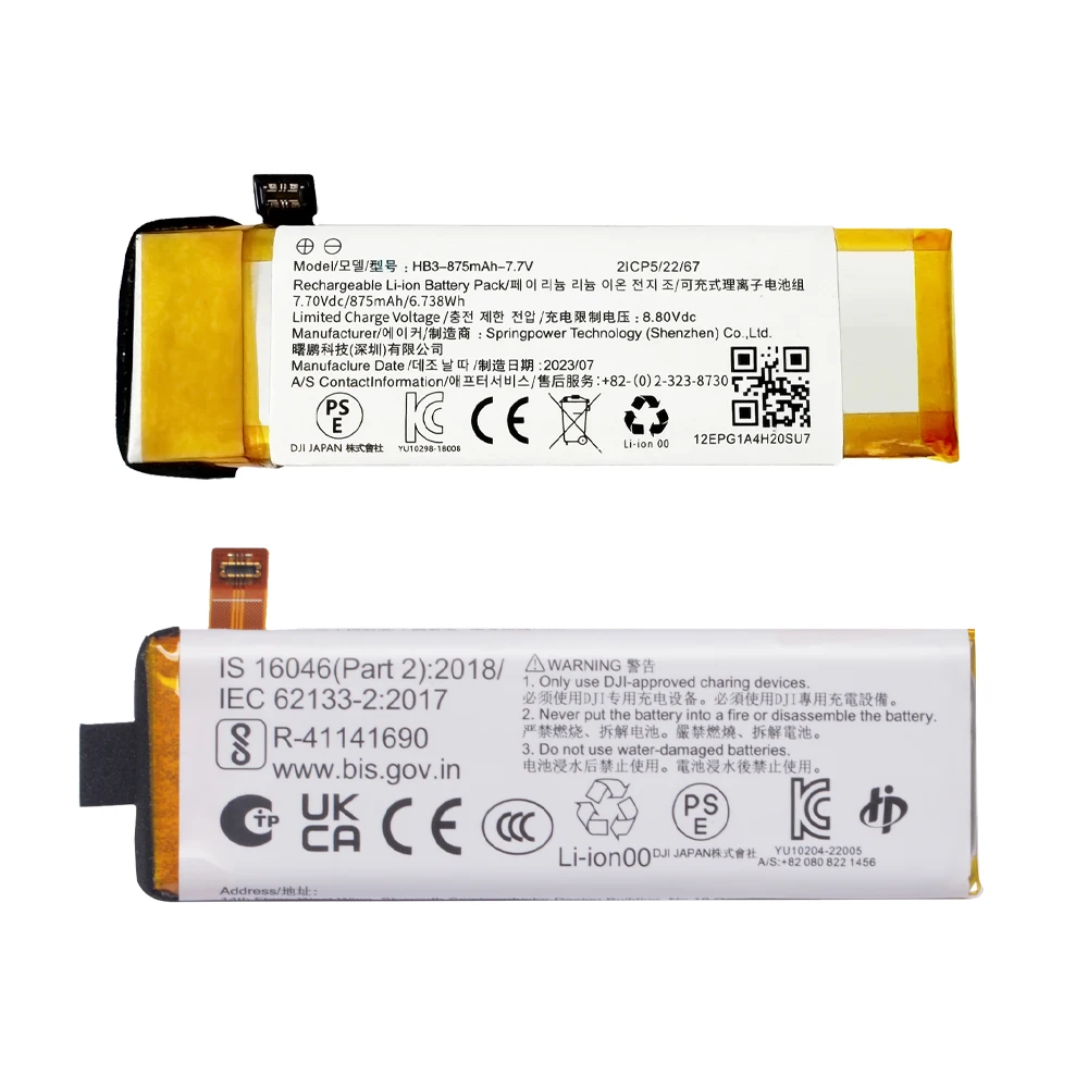 Replacement Battery 7.7V 875MAH For DJI Osmo Pocket 1 Pocket II 2 3 2ICP5/22/67 BHX212-1300-7.7 Camera Accessories action camera battery,rechargeable battery,camera battery