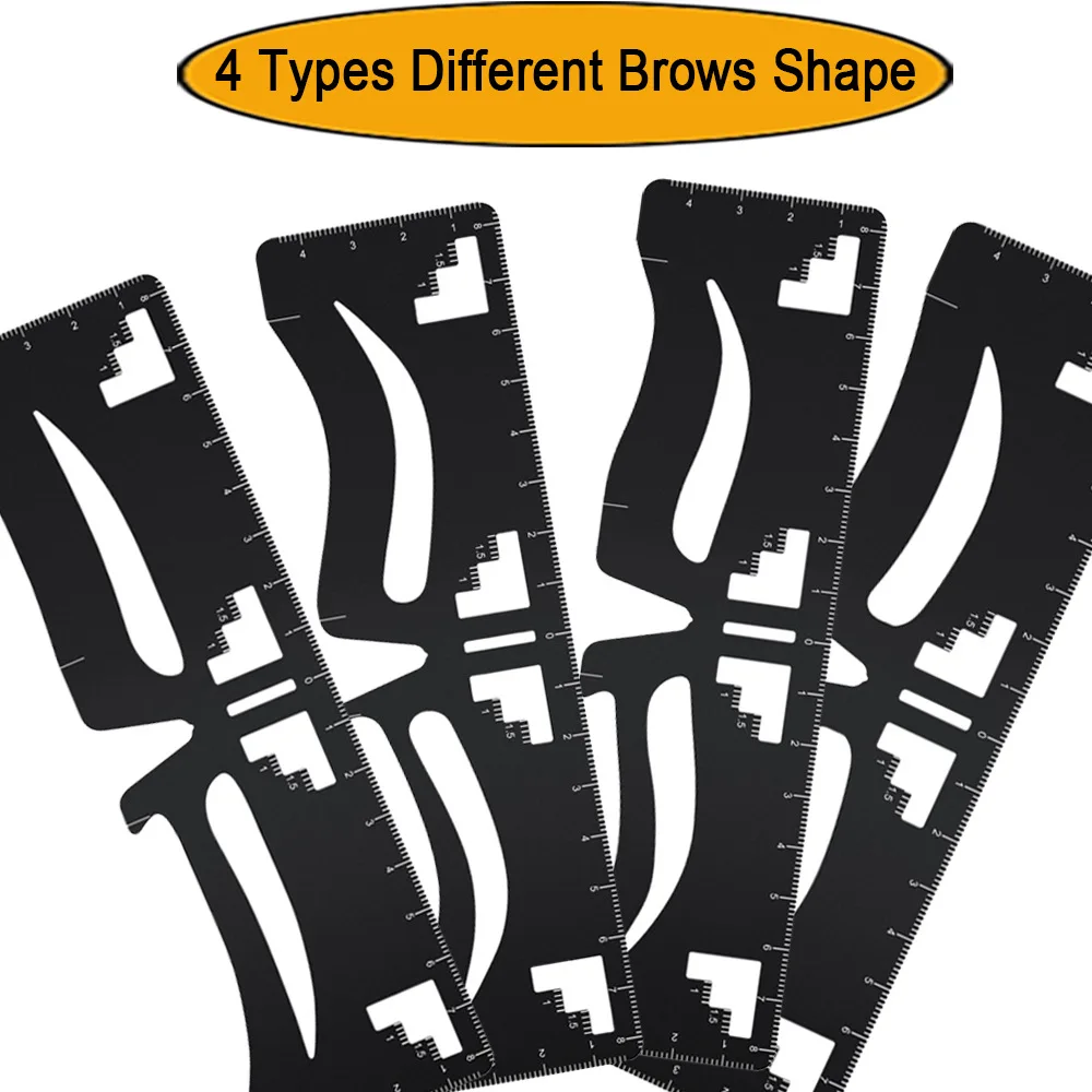 

4 Style Eyebrow Stencils Permanent Makeup Supplies Tattoo PMU Training Reusable Microblading Eyebrow Mold Template Drawing Guide