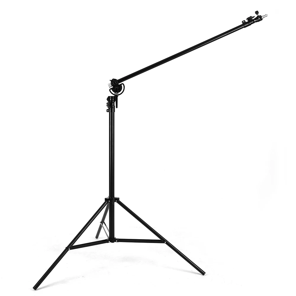 126" 320cm 2in1 Light Stand,Boom Arm,Rotatable Aluminum Adjustable Tripod Boom Light Stand with Sandbag for Studio Photography