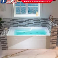 60" White Alcove Acrylic Jetted Tub with Heated Soaking and LED Lights Left Drain BS6030L 1