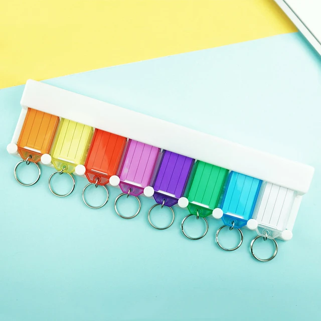 Plastic Key Tags With Labels Flexible Identifiers Split Ring Assorted  Colors File Holder Accessories Office School Supplies