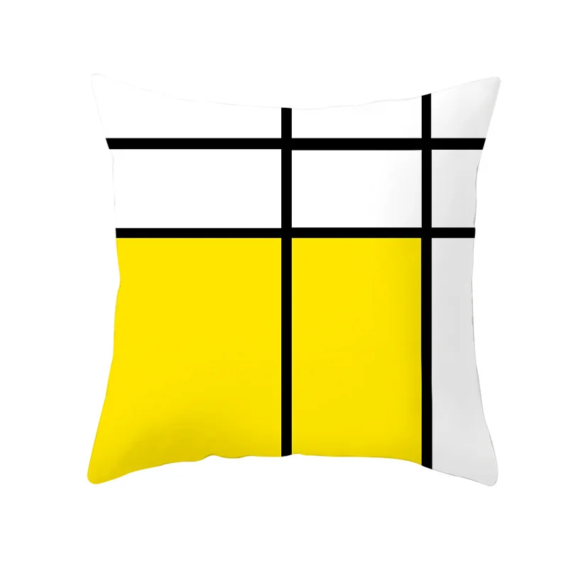 Yellow Black Geometric Pattern Square Cushion Cover Geometry Pillow Case Polyester Throw Pillows Cover For Home Decor 45x45cm 