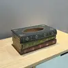 Retro Wood Book Shape Tissue Box Rectangle Napkin Paper Holder Storage Case Tissue Holder Container Home Living Room Decoration 4