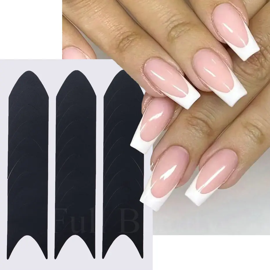 6pcs/Set French Tips Nail Stickers Curved Stripe Nail Art Guides Airbrush Stencils Tape Template Auxiliary French Manicure Tools 4
