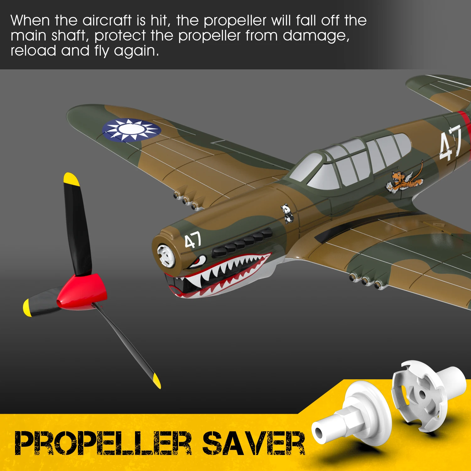 Eachine P-40 P40 Fighter V2 400mm Wingspan 2.4GHz 4CH EPP 6-Axis Gyro One-Key U-Turn Aerobatic RC Airplane BNF/RTF for Beginner