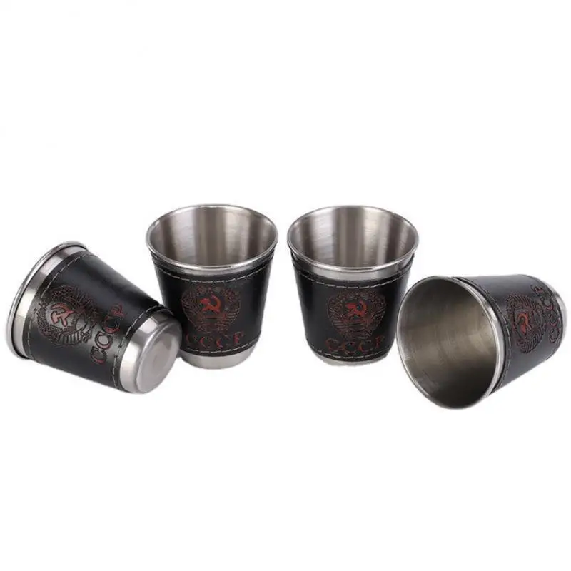 30/70/170ml Outdoor Camping Tableware Travel Cups Set Picnic Supplies Stainless Steel Wine Beer Cup Whiskey Mugs 4pcs drinking vessels