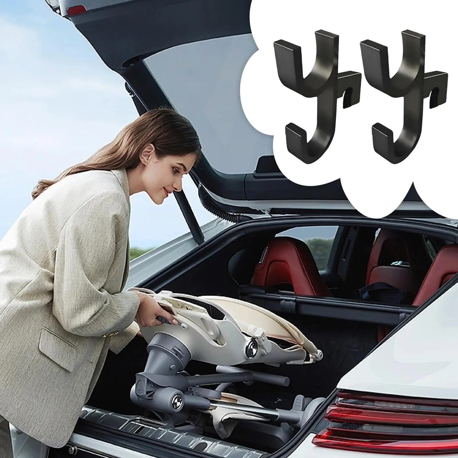 2PC Car Umbrella Holder Car Trunk Hook Umbrella Mount Plant Towel Hook Internal Storage Organizer Holders Auto Accessories