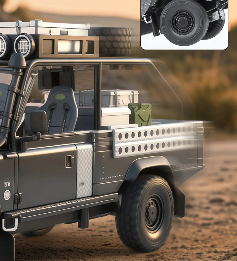 S576a220b4dfc408cadecd3b0ee945f1fb 1/24 Land Range Rover Defender 110 Tomb LE Alloy Pickup Car Model Diecasts Off-road Vehicles Car Model Sound Light Kids Toy Gift