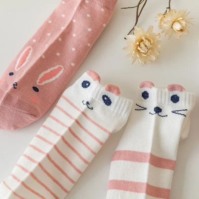 2024 New 5 Pairs Women's Short Tube Socks Pink Cat Thin Four Seasons Cute Boat Sockslow Top Ins Trendy Socks  Designer Socks