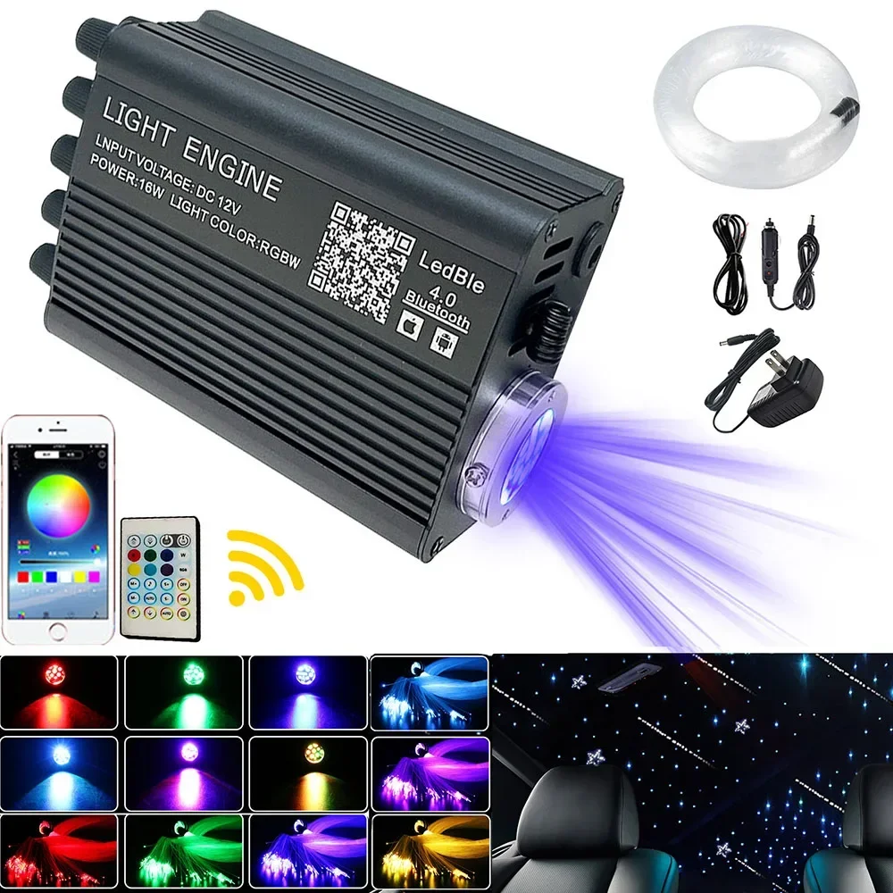 DC12V 16W RGBW Car Roof Star Lights 500pcs Twinkle LED Fiber Optic Star Ceiling Light kits for Starry Sky Optical fiber Lighting fiber optic lamp fiber optic ceiling kit