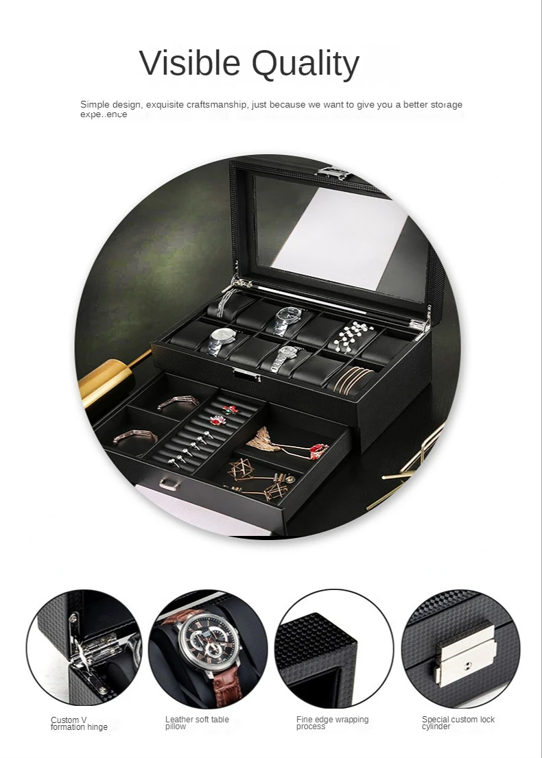 Luxury Wooden Watch Organizer Box with Automatic Watchwinder Stand – Multi-Slot Jewelry... - SKU JDC02145 - UGI Packaging