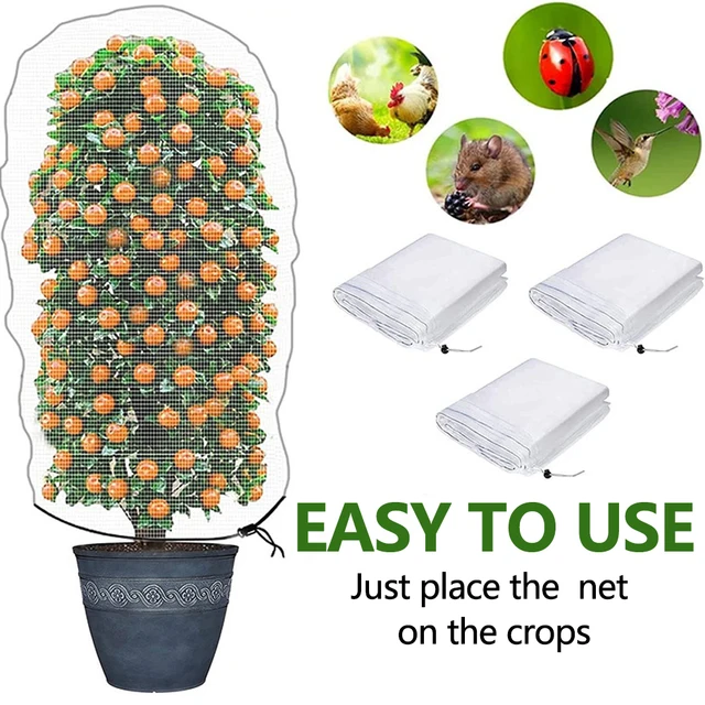 3 db Növényfedelek Húzózsinórral, Újrahasznosítható Időjárással Szemben Ellenálló Paradicsomfaj Védelmezője A Madarak Virágháló Kerti Táskáknak - Image 5