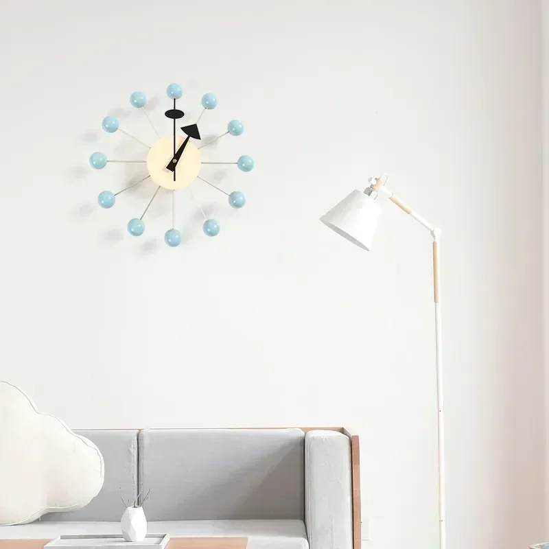 Quiet Round Ball Wood Wall Clock, Home Decor, Modern Design, 3D Clocks for Living Room, Decoration Accessories with Import Movem 3
