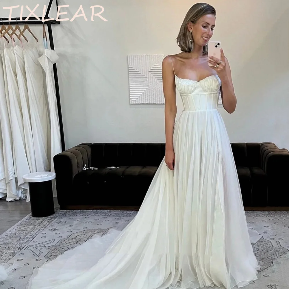 

TIXLEAR A-line Party Dresses Simple Evening Dresses Chiffon Sexy Sweetheart Spaghetti Straps Zipper Up 2024 vestidos de fiesta