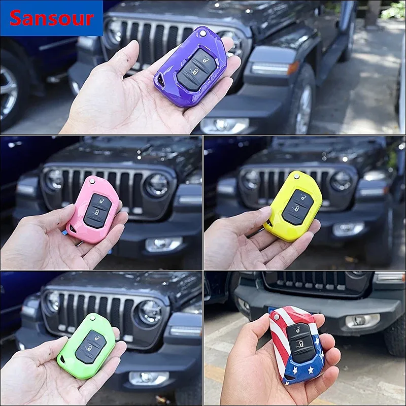 

Sansour Car Keys Cover for Jeep Gladiator JT 2018+ ABS Car Key Case Shell Cover Accessories for Jeep Wrangler JL 2018 2019+