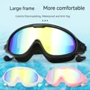 Adults Electroplated Swimming Goggles Large Frame Waterproof Swim Glasses Diving Water Sport Eyewear with Earplug for Men Women 2