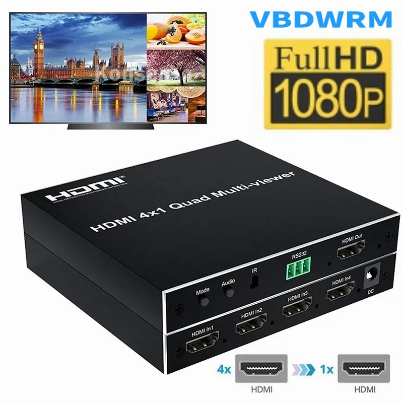 HDMI Multi viewer 4x1 HDMI Quad screen MultiViewer Seamless Switcher 4