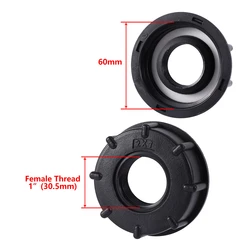 Large Capacity Coarse Thread to Multi - Size Female Thread Reducing Connector Adapter (Black) (60mm - 1 F - Thread)