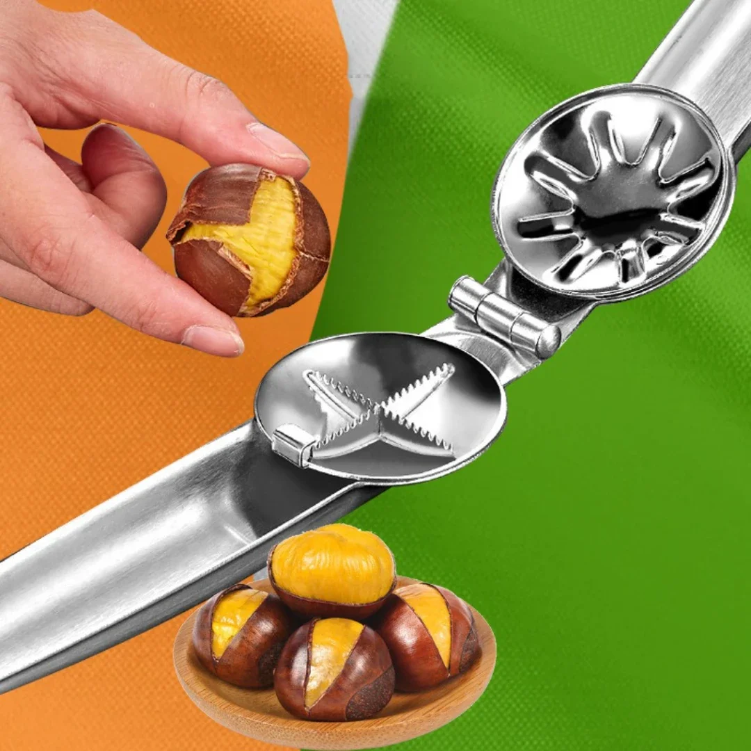 

2 in 1 Chestnuts Clip Stainless Steel Walnut Pliers Nut Cracker Sheller Kitchen Gadgets Metal Nut Clip Walnut Pliers Tools