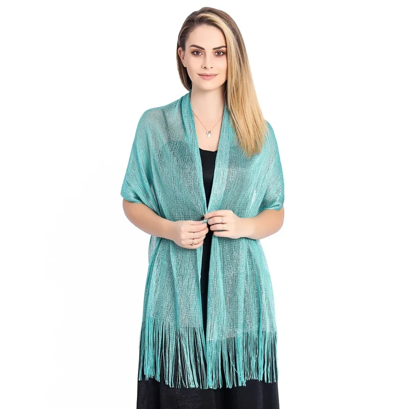 Sciarpa Leggera Donna Oro Brillante Con Stampa Leopardo E Nappe - Set Con Cravatta Per Capelli, 7x198 Cm - 2