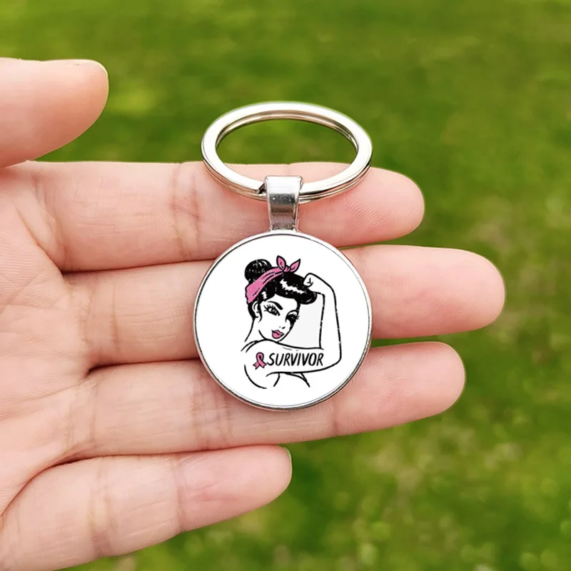 Portachiavi con nastro rosa per il cancro al seno