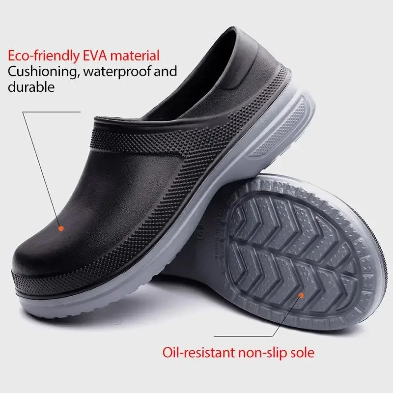 Hotel Kitchen Clogs Non-slip Waterproof Oil-proof Work Shoes Breathable Resistant Kitchen Cook Chef Shoes Plus Size