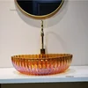 Light Luxury Transparent Bathroom Sinks for Kitchen Modern Glass Above Counter Basin Unique Special Designer Sink for Hotel 5
