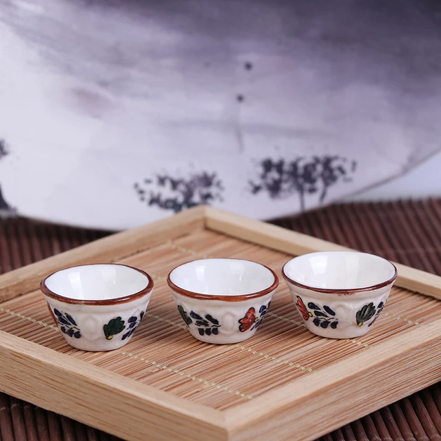 10 Piece White Ceramic Dollhouse Miniatures - 3cm Plate Dish Bowl Set For Doll Food Kitchen