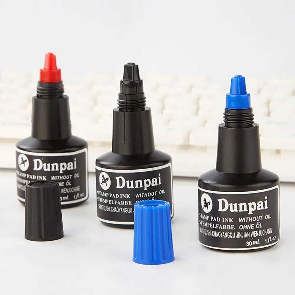 30ML Stamp Pad Ink Marker Pen Ink Quick-drying Printing Red Blue Black Color 4